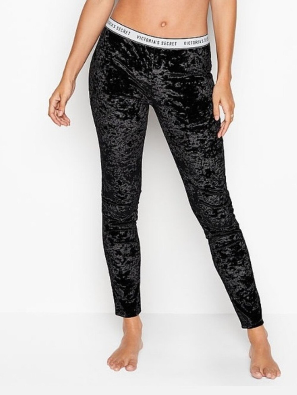 Victoria's secret black crushed velvet leggings